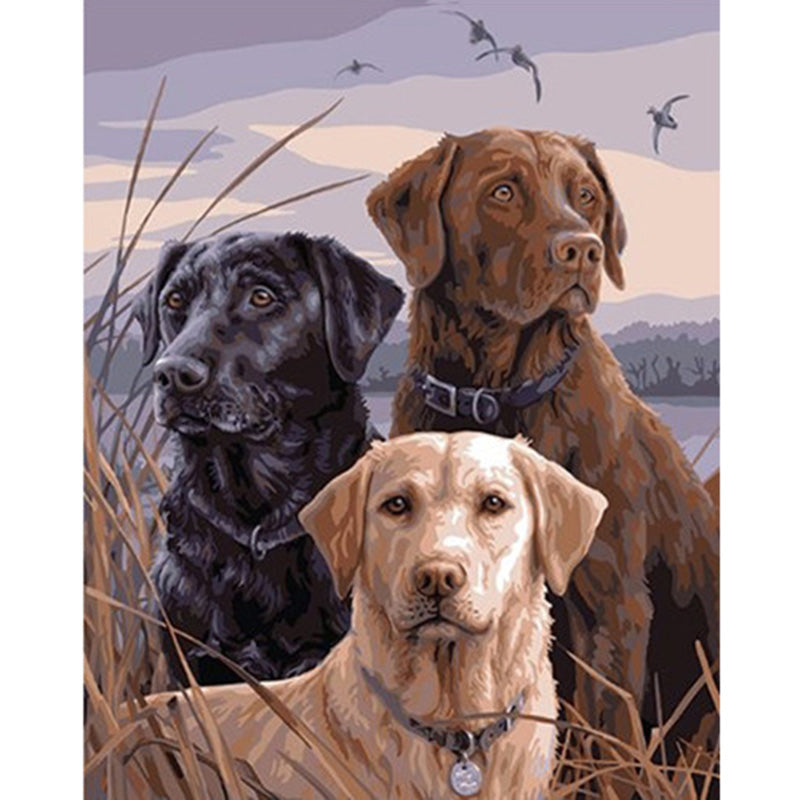 Diamond Painting of Three Dogs - Full Drill Wall Art