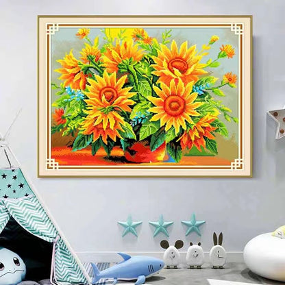 Modern Sunflower Cross Stitch Kit for Home Decor