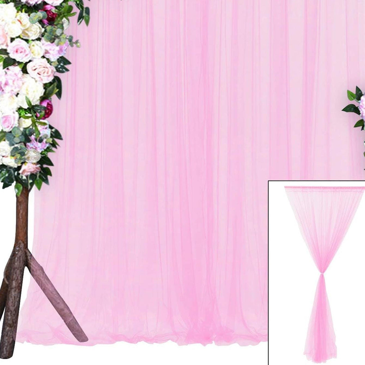 Translucent Tulle Wedding Arch Backdrop Decoration