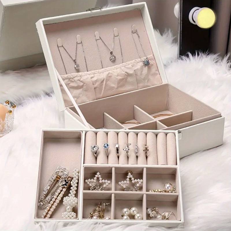 Double Layer Jewelry Box - PU Leather Organizer