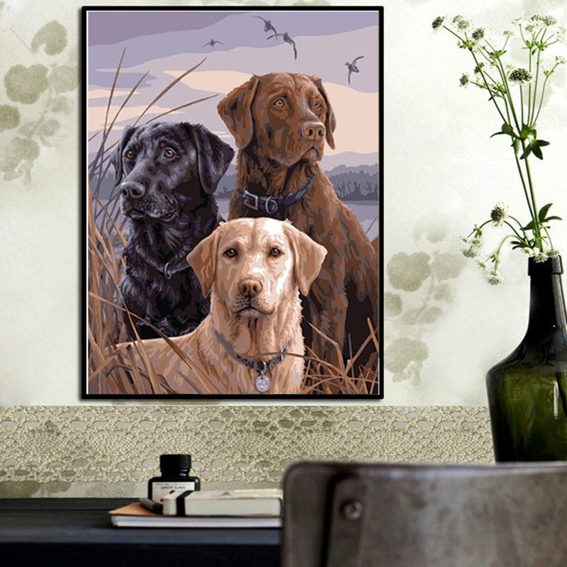 Diamond Painting of Three Dogs - Full Drill Wall Art