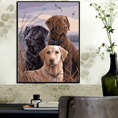 Diamond Painting of Three Dogs - Full Drill Wall Art