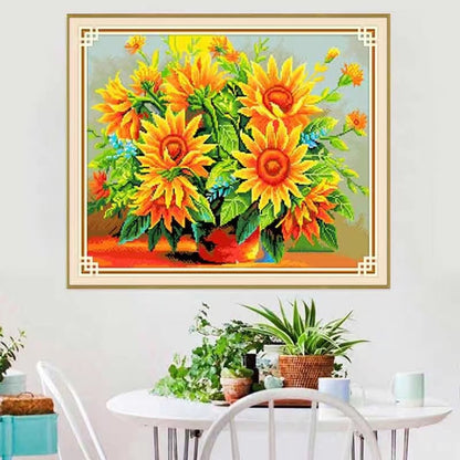 Modern Sunflower Cross Stitch Kit for Home Decor