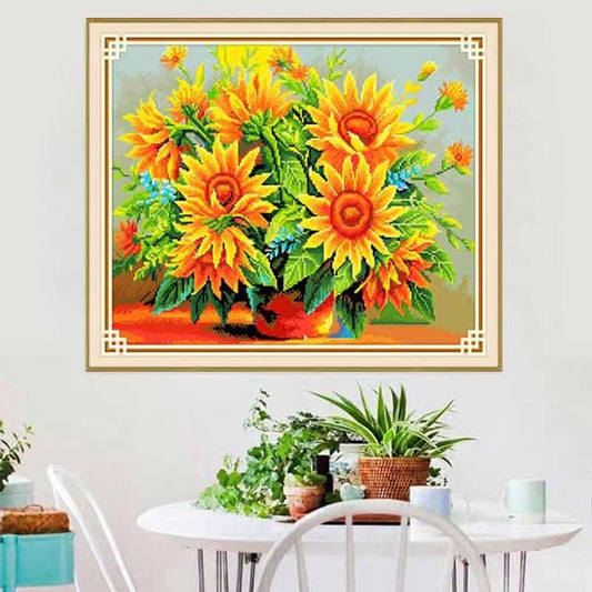 Modern Sunflower Cross Stitch Kit for Home Decor