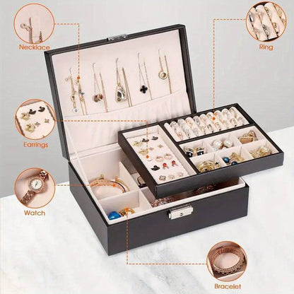 Double Layer Jewelry Box - PU Leather Organizer