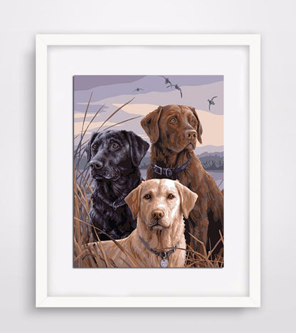 Diamond Painting of Three Dogs - Full Drill Wall Art