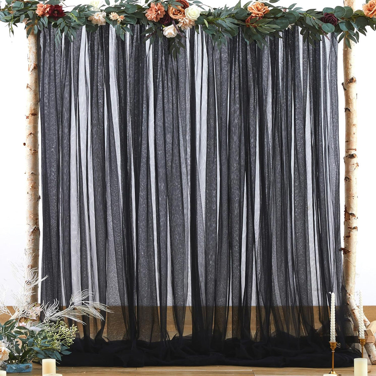 Translucent Tulle Wedding Arch Backdrop Decoration