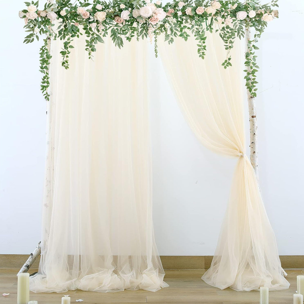 Translucent Tulle Wedding Arch Backdrop Decoration