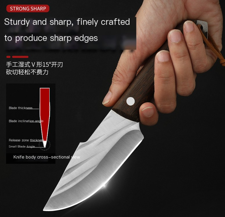 Portable Stainless Steel Meat Knife for Outdoor Use