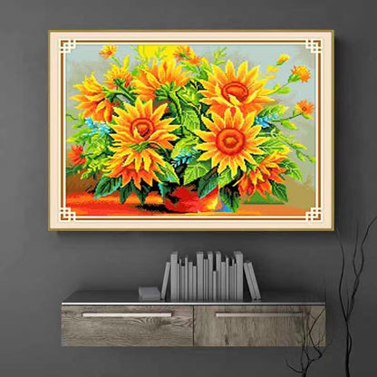 Modern Sunflower Cross Stitch Kit for Home Decor