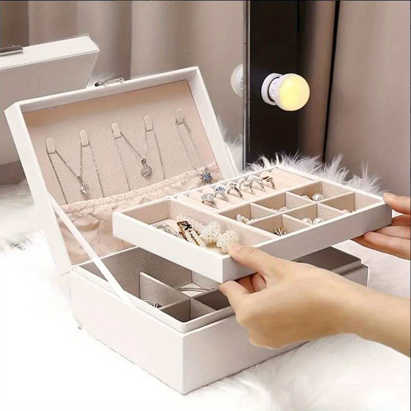 Double Layer Jewelry Box - PU Leather Organizer