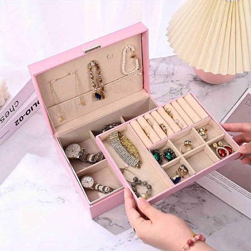 Double Layer Jewelry Box - PU Leather Organizer