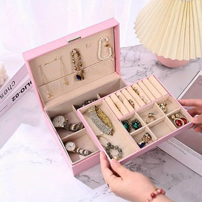 Double Layer Jewelry Box - PU Leather Organizer
