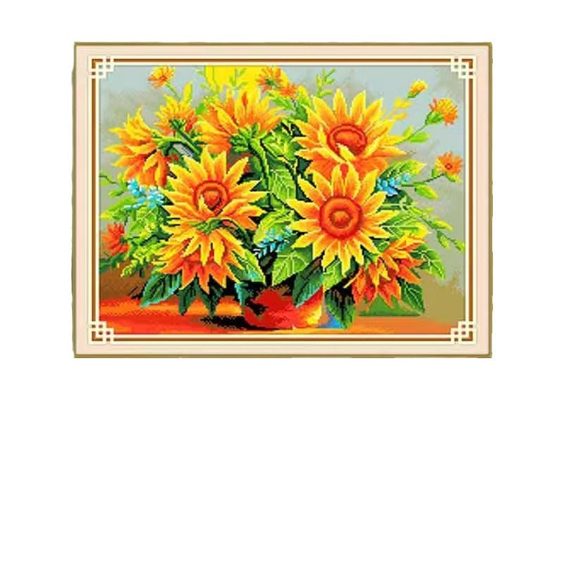 Modern Sunflower Cross Stitch Kit for Home Decor