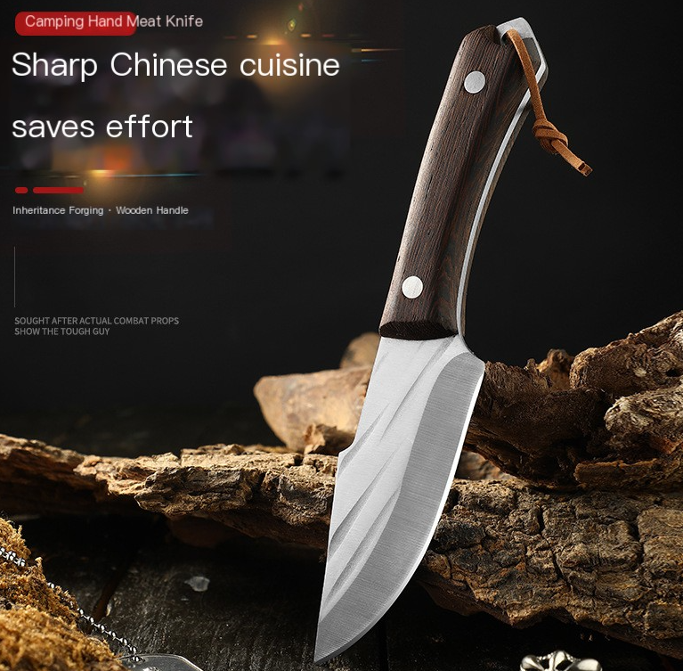 Portable Stainless Steel Meat Knife for Outdoor Use