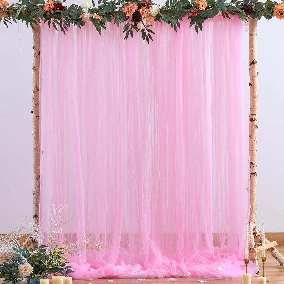 Translucent Tulle Wedding Arch Backdrop Decoration