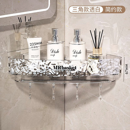 Glacier Pattern Triangular Bathroom Wall Shelf Organizer