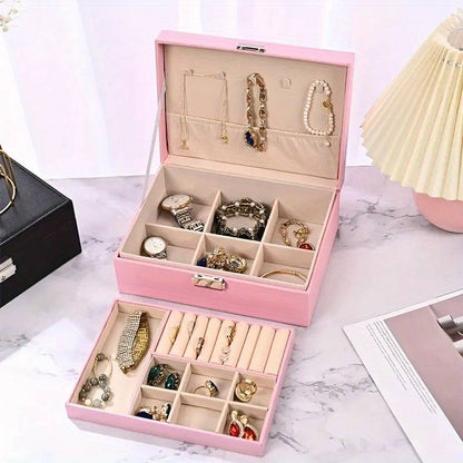 Double Layer Jewelry Box - PU Leather Organizer